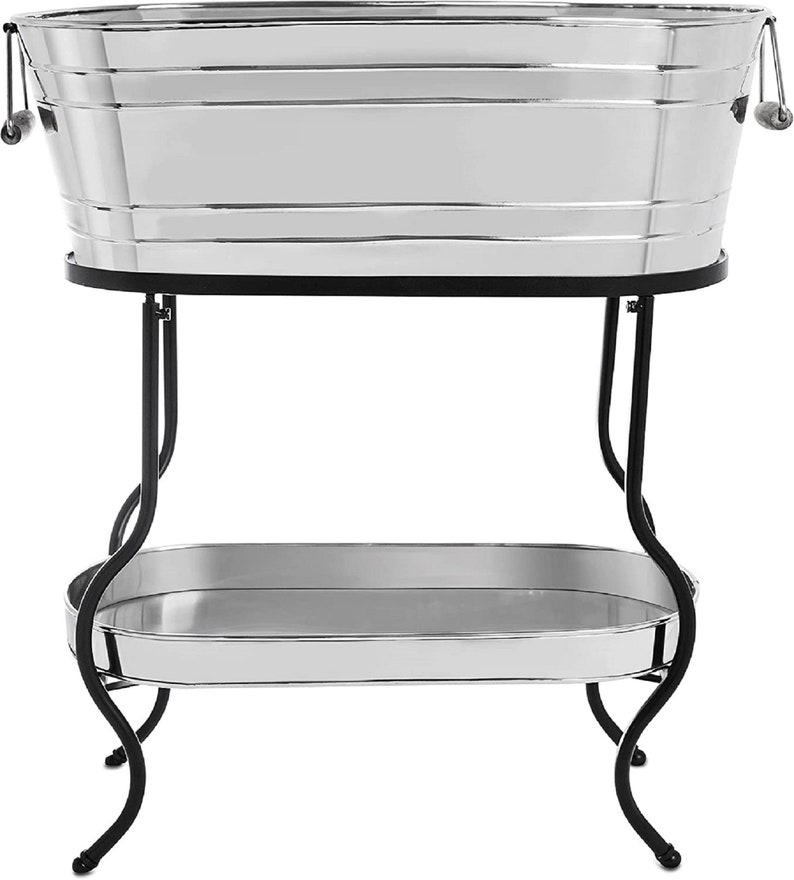 Steel Galvanized Beverage Tub With Stand and Tray Oval Shape Etsy