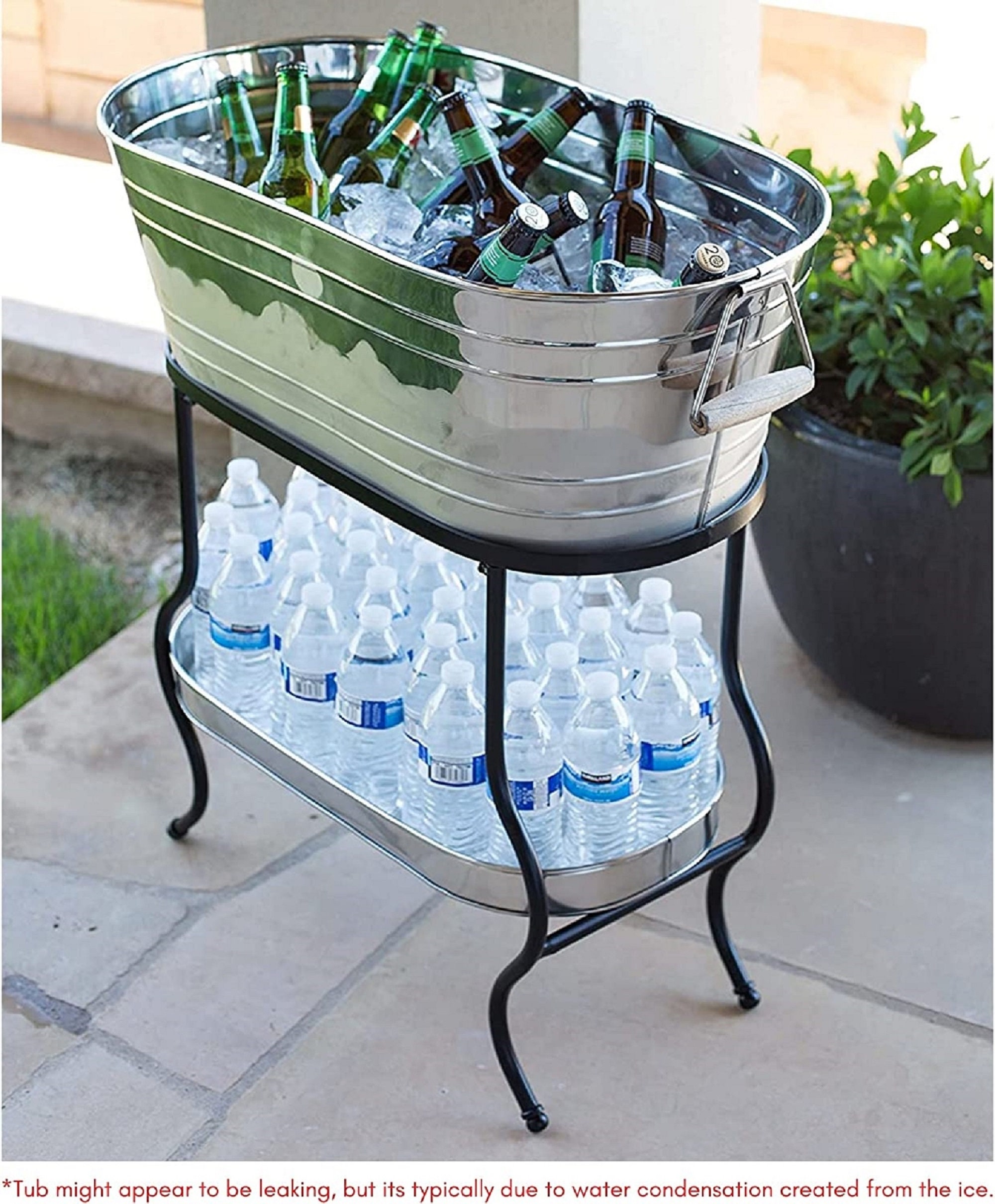 Steel Galvanized Beverage Tub With Stand and Tray Oval Shape Etsy