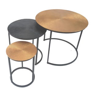 Coffee Table set of 3 pieces by Madhu&#39;s Collection - MG Decor Nesting Gold and Black