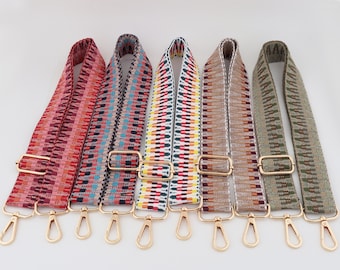 3.8cm Width Adjustable Color Stripe Bag Strap, Crossbody Bag Strap，Canvas Sling Handle,Cotton Bag Straps, Replacement Strap For Women's Bags