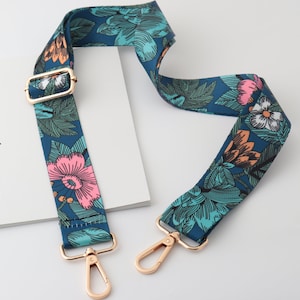 3,8 cm Breite verstellbarer Blumen Taschengurt, Crossbody Taschengurt ， Canvas Sling Griff, grüne Taschengurte, Ersatzgurt für Damentaschen