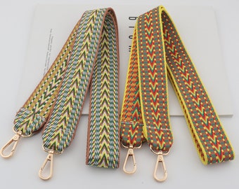 3.8cm Width Anadjustable Embroidery Webbing Shoulder Purse Strap,Canvas Bag Strap,Crossbody Bag Strap，Cotton Strap Bag，Green Bag Strap
