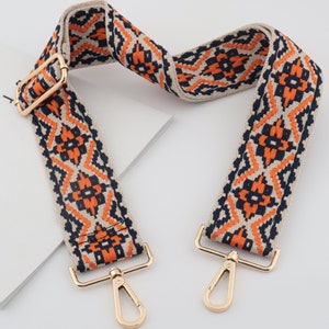 5cm Breite Verstellbar orange BaumwollStickerei Gurtband Schultertaschengurt, Handtasche HenkelKette, Crossbody Bag Chain Strap, Handtaschengurt
