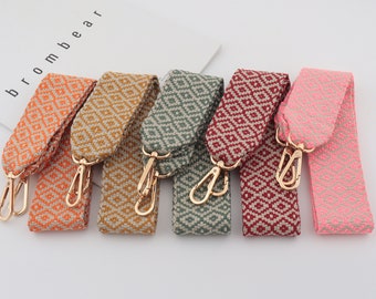 Alça de bolsa listrada ajustável de 5 cm de largura, alça de bolsa de lona, alça transversal, alça de bolsa de algodão, alça de bolsa colorida, alça de bolsa de lona para presente