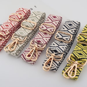 3.8cm Largeur Réglable Broderie Sangle Bandoulière Bandoulière Sangle, Toile Sac Sangle, Sac Crossbody Bag Sangle, Coton Sangle Pour Sac, Coloré Sac Sangle