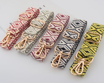 3.8cm Width Adjustable Embroidery Webbing Shoulder Purse Strap,Canvas Bag Strap, Crossbody Bag Strap，Cotton Strap For Bag，Colorful Bag Strap