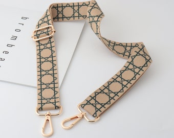 3.8cm Width Adjustable Embroidery Webbing Shoulder Purse Strap,Canvas Bag Strap, Crossbody Bag Strap，Cotton Strap For Bag，Shoulder Strap
