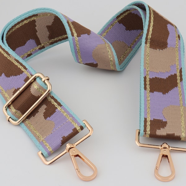 5cm Largeur Réglable Camouflage Sac à Main Sangle Ceinture, Violet sac sangle Nylon Toile Sangle Épaule Sac à Main Poignée Chaîne, Sac Crossbody Sangle