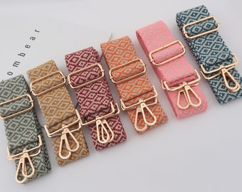 5cm Width Adjustable Striped Bag Strap,Canvas Bag Strap, Cross body Strap，Cotton Bag Strap ，Light Blue Bag Strap，Canvas Purse Strap For Gift