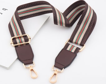 3.8cm Width Adjustable Striped Bag Strap,Canvas Bag Strap, Crossbody Bag Strap，Cotton Bag Strap ，Green Red Strap Bag，Brown Bag Strap gift