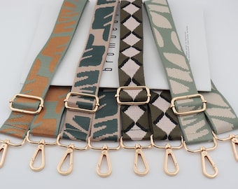 3.8cm Width Adjustable Embroidery Webbing Shoulder Purse Strap,Canvas Bag Strap, Crossbody Bag Strap，Cotton Strap For Bag，Green Bag Strap