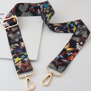 3.8cm ancho ajustable algodón lona nylon correa, correa de bolsa de mariposa, mango del bolso, correa del bolso del hombro, correa de la mochila, correa negra