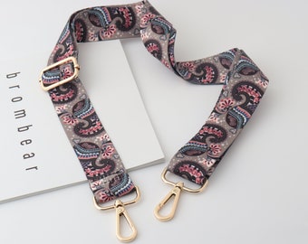 3.8cm largeur sac fait main Strap- Crossbody Pattern Detachable-Brown Bag Strap-Boho Bag Strap-Shoulder Strap-Nylon Crossbody Bag Strap