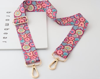 Correa de nailon ajustable de 3,8 cm de ancho para bolso de lona de algodón, correa estampada para bolso, asa para bolso de hombro, correa para mochila, correa rosa.