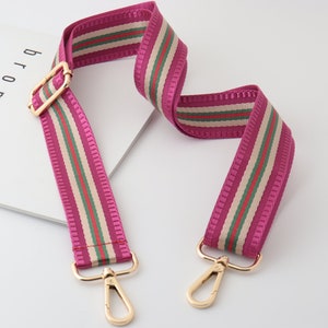 3.8cm Width Adjustable Striped Bag Strap,Canvas Bag Strap, Crossbody Bag Strap，Cotton Bag Strap ，Green Red Strap Bag，Pink Bag Strap Mom Gift