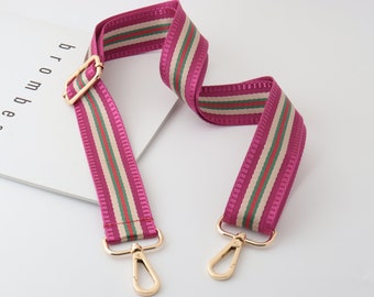 3.8cm Width Adjustable Striped Bag Strap,Canvas Bag Strap, Crossbody Bag Strap，Cotton Bag Strap ，Green Red Strap Bag，Pink Bag Strap Mom Gift