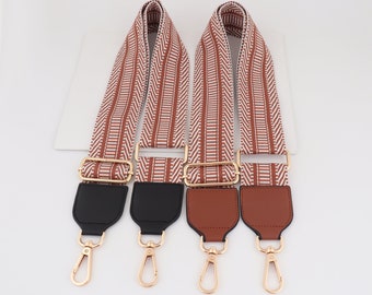 Alça de bolsa listrada ajustável de 5,2 cm de largura, alça de bolsa de lona, alça de corpo cruzado, alça de bolsa de algodão, alça de bolsa vermelha, alça de bolsa de lona para presente