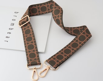 3.8cm Width Adjustable Embroidery Webbing Shoulder Purse Strap,Canvas Bag Strap, Crossbody Bag Strap，Cotton Strap For Bag，Green Bag Strap