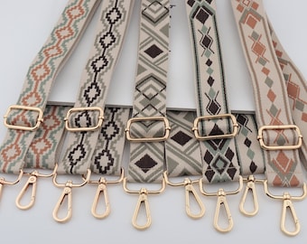 3.8cm Width Adjustable Embroidery Webbing Shoulder Purse Strap,Canvas Bag Strap, Crossbody Bag Strap，Cotton Strap For Bag，Green Bag Strap