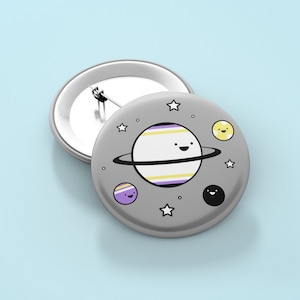 Nonbinary Planets Badge Pin / LGBTQ+ Pride, Nonbinary Flag, Enby, NB Pride