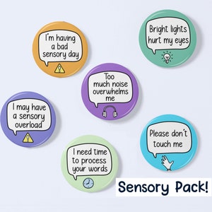 Sensory Badge Set | INCLUDES 6 badges | Sensory Issues - Sensory Badges