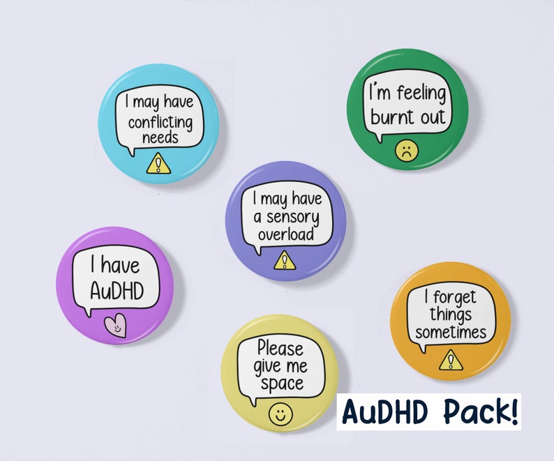 Audhd Badge Set | INCLUDES 6 Badges | Badge Packs - Autism Gift - Audhd ...