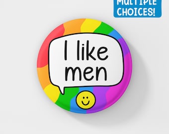 I Like Men | MULTIPLE CHOICES | Pride Pin | LGBTQ+ Accessory, Gay Badges