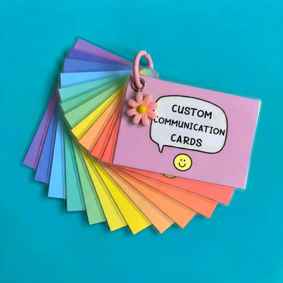 CUSTOM Physical Communication Cards - MULTICOLOUR / Custom Wording, Disability Communication Aid, Disability Support