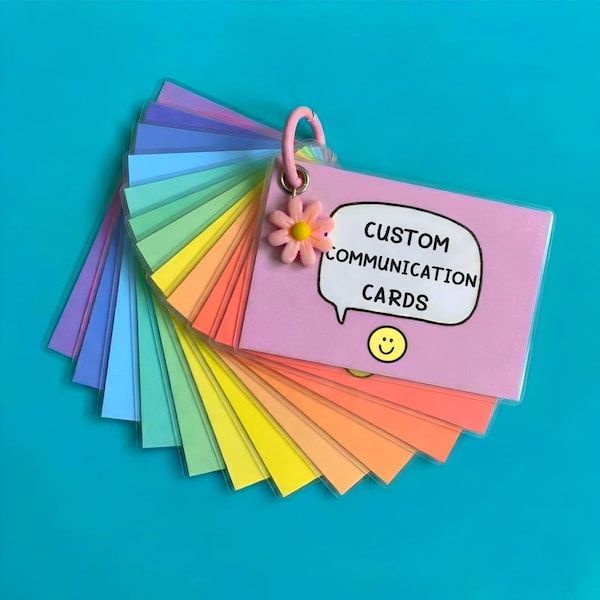 CUSTOM Physical Communication Cards - MULTICOLOUR / Custom Wording, Disability Communication Aid, Disability Support