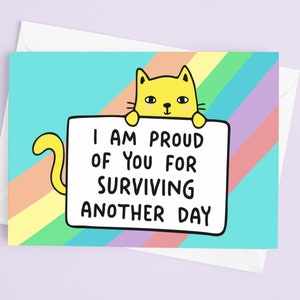 Proud Of You Postcard | You Got This Card, Motivational, Inspriational Gift, Cute Cat, Cat Cards