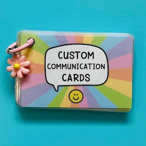 Tarjetas de comunicación física personalizadas: tarjetas, texto personalizado, regalos para autismo, TDAH, neurodiversidad, no verbal, discapacidad oculta
