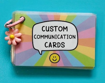 Cartes de communication physique PERSONNALISÉES - Cartes, texte personnalisé, cadeaux pour autisme, TDAH, neurodiversité, non verbal, handicap caché
