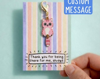CUSTOM Cat Pocket Hug Keychain | Write Your Own Message, Personalised Gift, Custom Wording