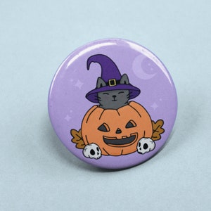 Odznaka Kot Dyniowy | Prezent na Halloween, Słodkie Koty, Przypinki Dyniowe, Odznaki na Halloween
