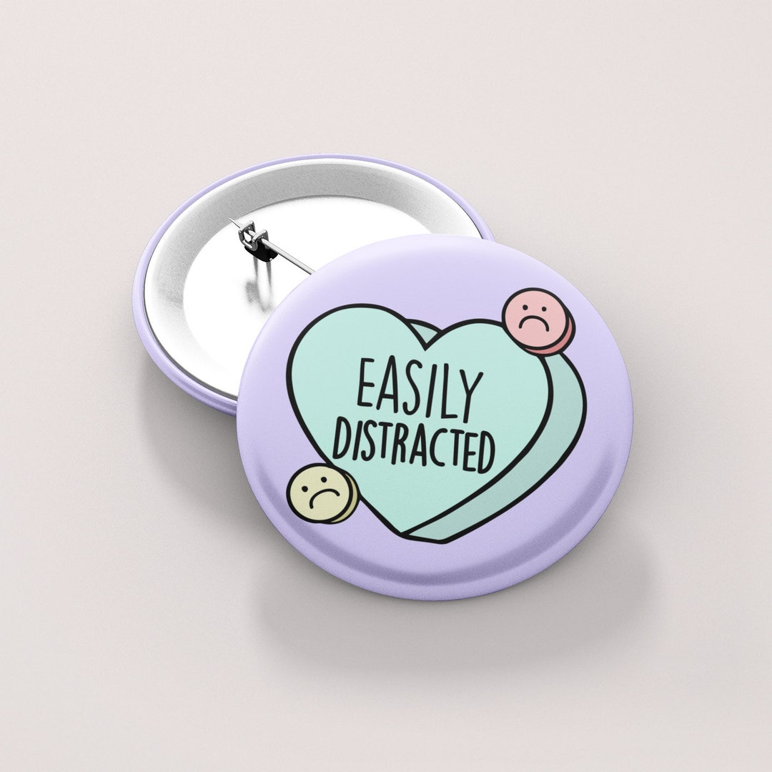 Easily Distracted Heart Badge Pin: ADHD Awareness - Etsy UK