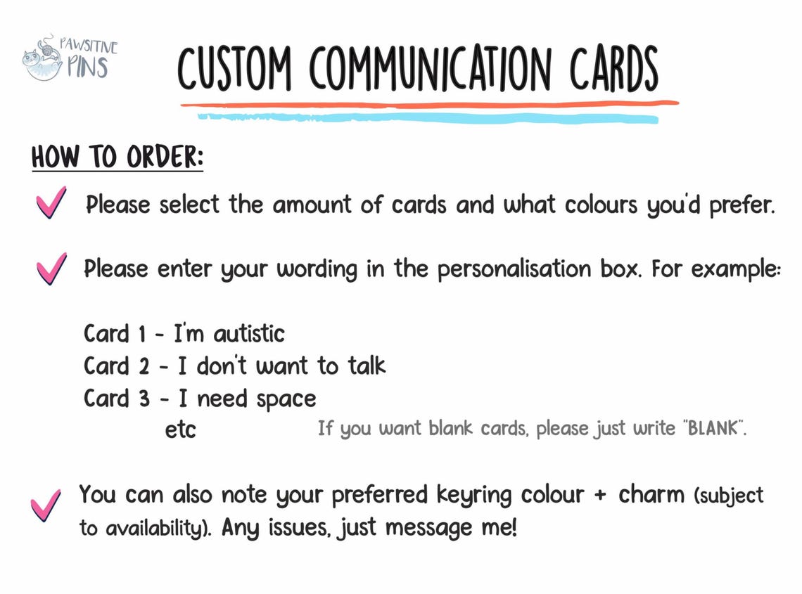 CUSTOM Physical Communication Cards - MULTICOLOUR / Custom Wording ...