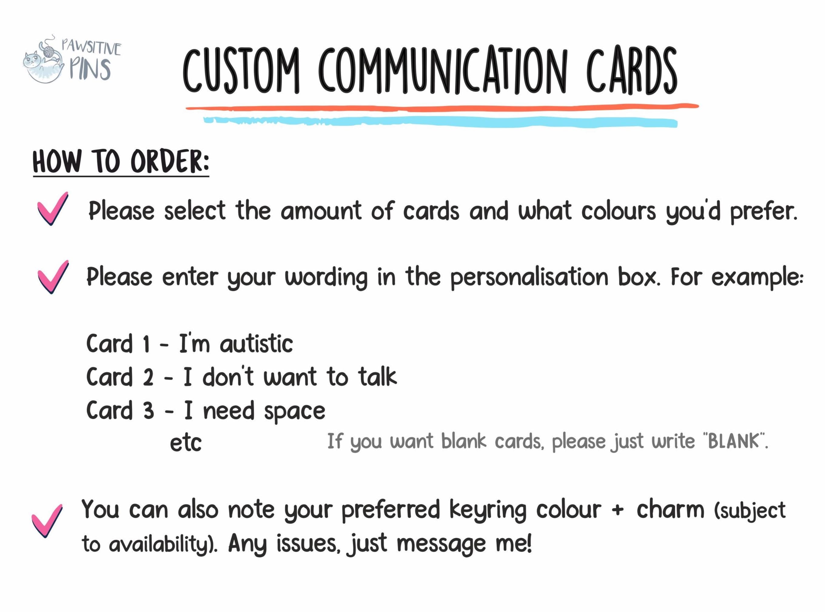 CUSTOM Physical Communication Cards - MULTICOLOUR / Custom Wording ...