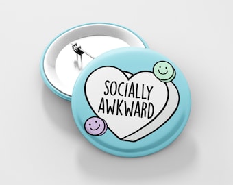 Socially Awkward Heart Badge Pin | Introvert Gift - Shy person