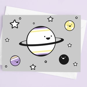 Non-Binary Planets Postcard | Non Binary Flag, LGBTQ+ Gift, Enby Gifts