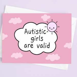 Le ragazze autistiche sono valide cartolina / regalo per l'autismo, consapevolezza, accettazione dell'autismo