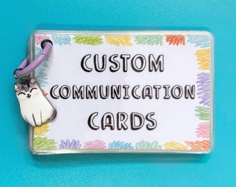 CUSTOM Physical Communication Cards - Pastel Scribble Design / Custom Wording, Autism Gifts, Neurodiverse, Non Verbal Aid