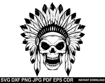 Indian Skull Vector Etsy
