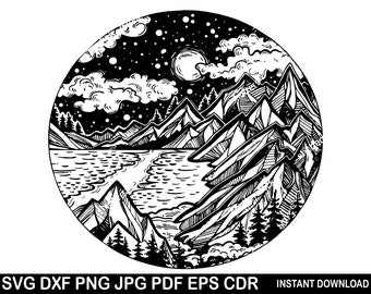 Free Free 196 Mountain Moon Svg SVG PNG EPS DXF File