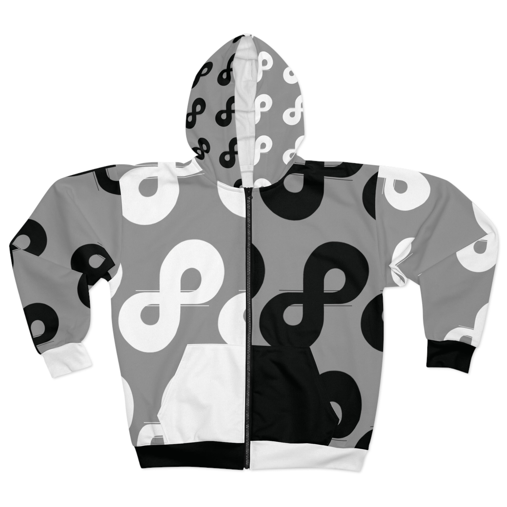 White Hoodie Black Zipper Etsy