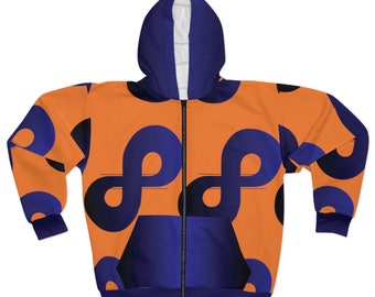 DELMYC Orange and Purple Full Custom Zip Up For Men Women with choice of blue or black zipper Hoodie Urban Fashion