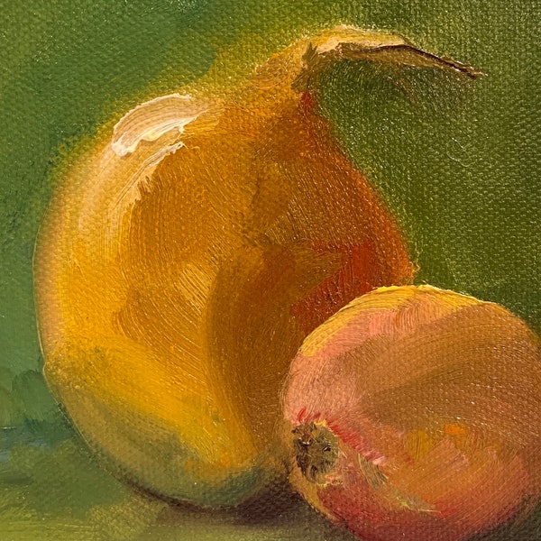 Original 6”x6” oil painting-yellow onion painting