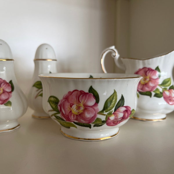 Paragon fine bone china Camelia series S&P shakers, pitcher, and sugar bowl - Hana-Fuki