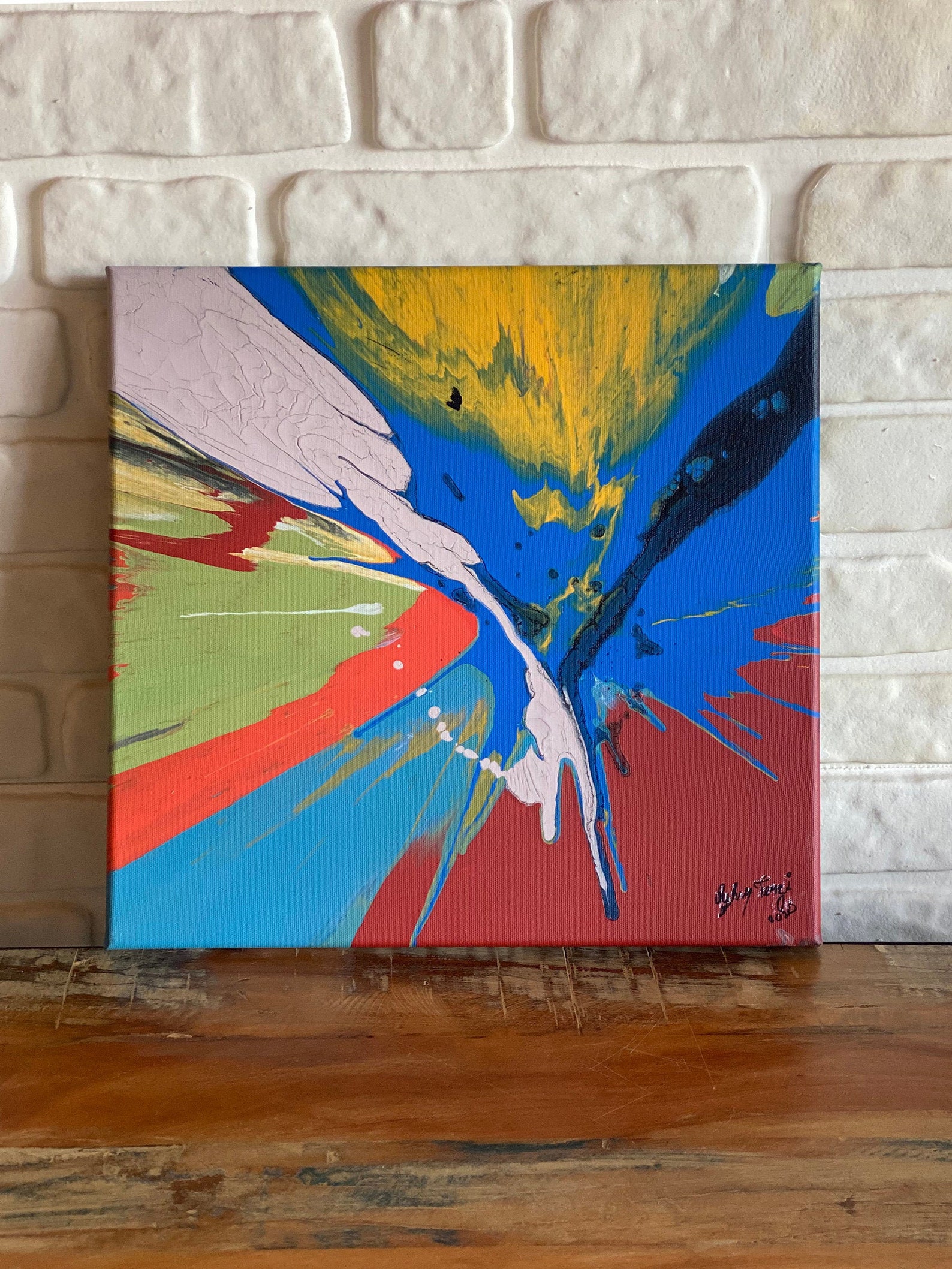 40x40 Abstract Canvas Geometric Original Canvas Acrylic Etsy