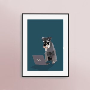 Web Browser Schnauzer Print - Hand Drawn Artwork - Home Decor | Animal Wall Art | Cute Pet Print | Children's Nursery | Dog Lovers | Gift
