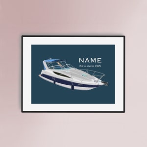 Bayliner 285 Boat Hand Drawn Artwork Print | Home Decor | Boat Owners Wall Art | Powerboat | Gift | Ship | Boating